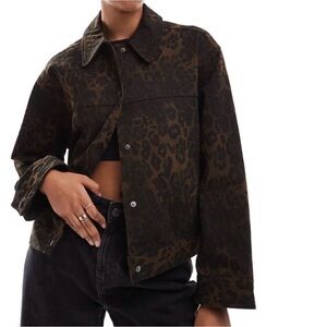Leopard Denim Jacket Sz 14